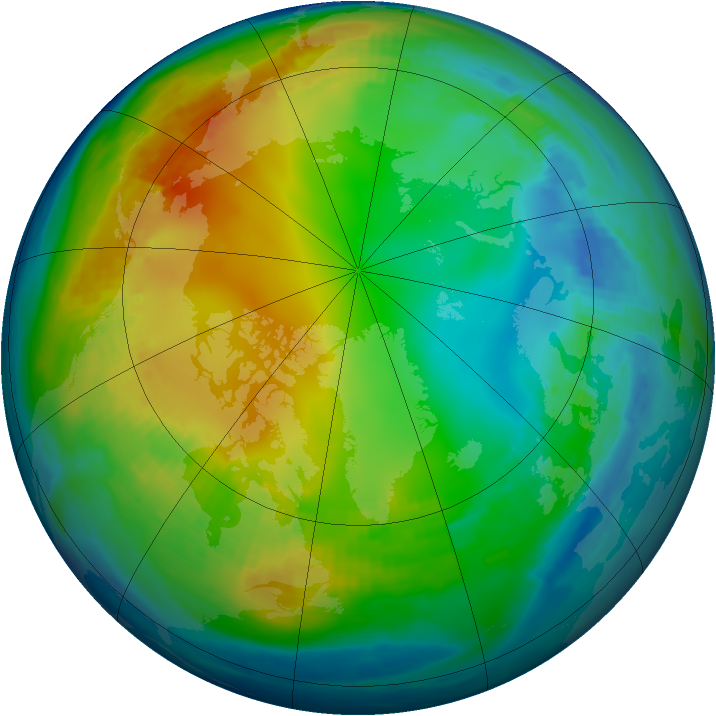 Arctic ozone map for 24 November 1984